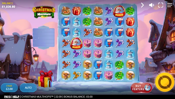 Christmas Multihops base game screenshot showing reels and features