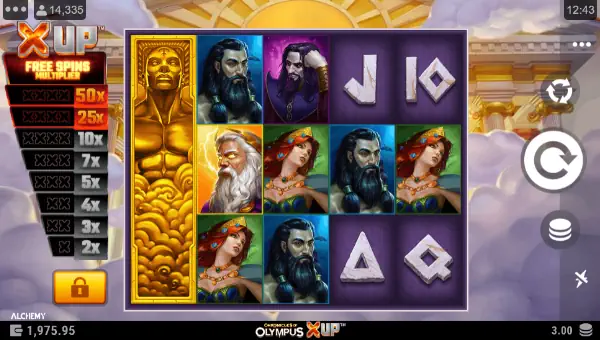 Chronicles of Olympus X Up base game screenshot showing reels and features