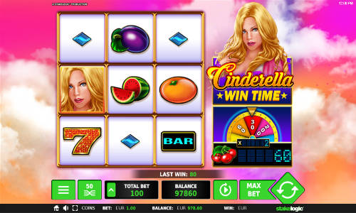 Cinderella Wintime base game screenshot showing reels and features