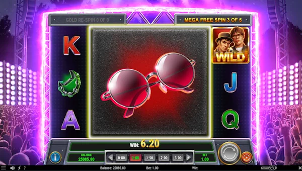 Screenshot of City of Sound slot demo showing reels and bonus game features