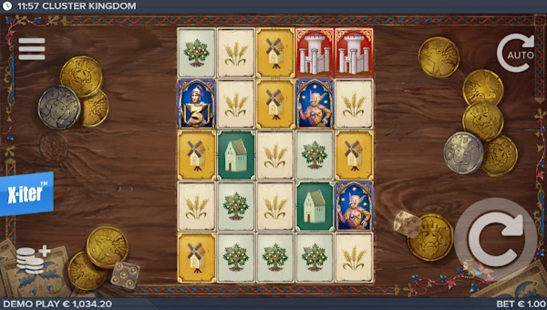 Cluster Kingdom base game screenshot showing reels and features