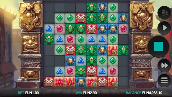 Cluster Tumble Dream Drop base game screenshot showing reels and features