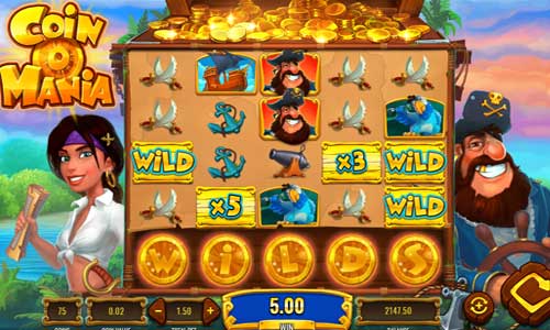 Coin O Mania base game screenshot showing reels and features