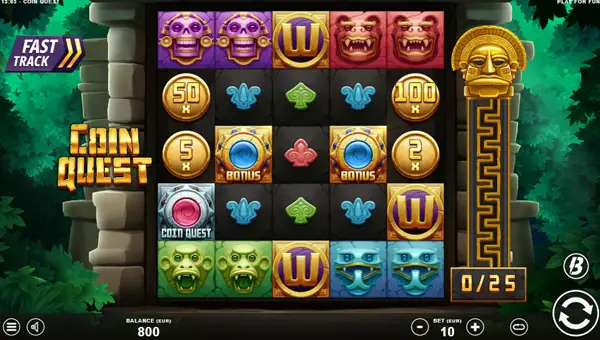 Coin Quest base game screenshot showing reels and features