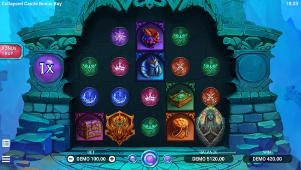 Collapsed Castle base game screenshot showing reels and features