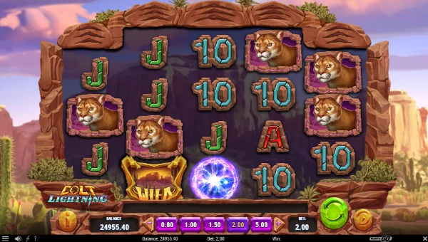 Colt Lightning base game screenshot showing reels and features
