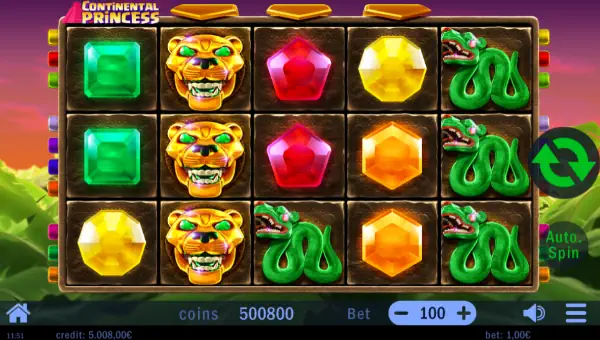 Continental Princess base game screenshot showing reels and features