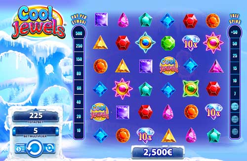 Cool Jewels base game screenshot showing reels and features