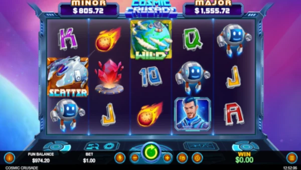 Cosmic Crusade base game screenshot showing reels and features