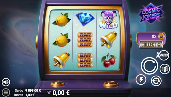 Cosmic Jokers base game screenshot showing reels and features