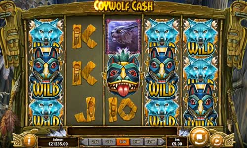 Coywolf Cash base game screenshot showing reels and features