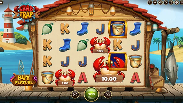 Crab Trap base game screenshot showing reels and features