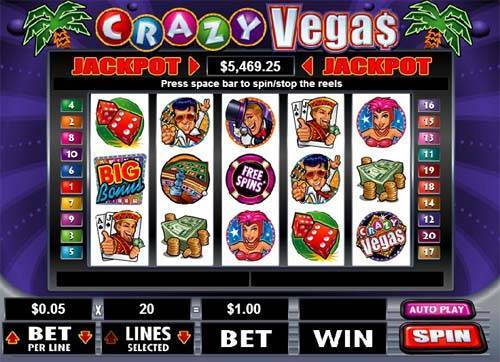 Crazy Vegas base game screenshot showing reels and features