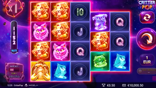CritterPop base game screenshot showing reels and features