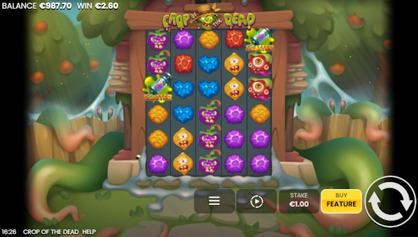 Crop of the Dead base game screenshot showing reels and features