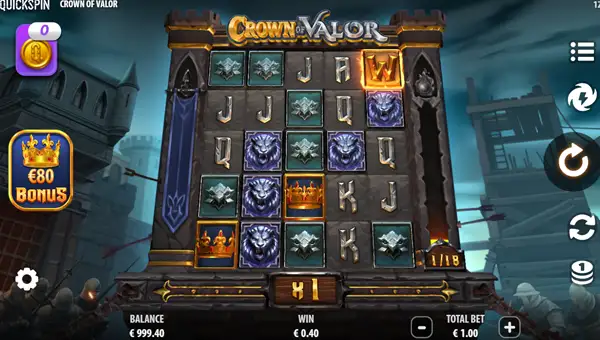 Crown of Valor base game screenshot showing reels and features