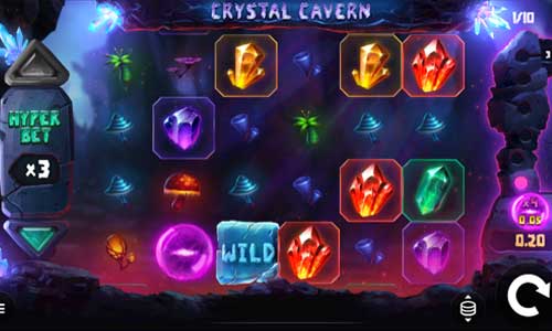 Crystal Cavern base game screenshot showing reels and features