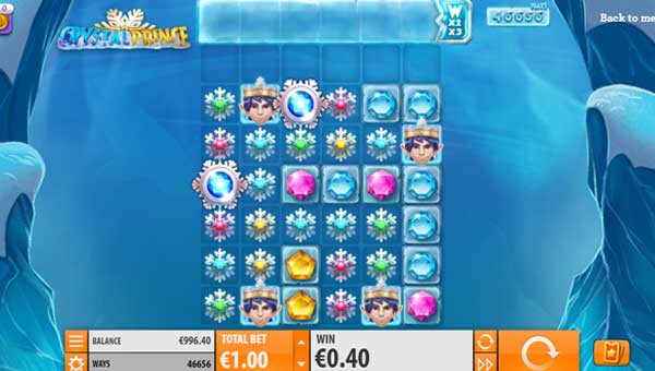 Crystal Prince base game screenshot showing reels and features