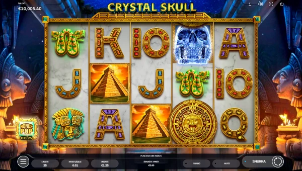 Crystal Skull base game screenshot showing reels and features