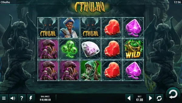 Cthulhu base game screenshot showing reels and features