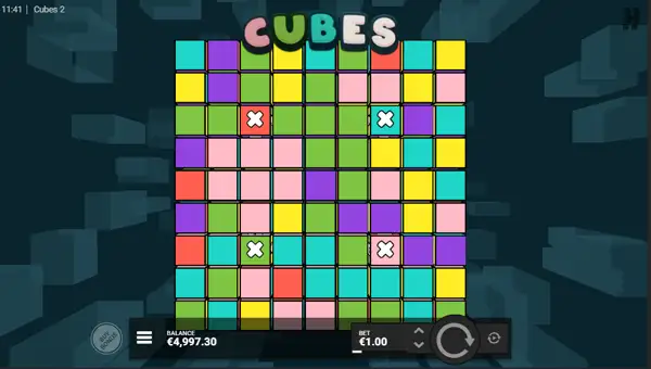 Cubes 2 base game screenshot showing reels and features