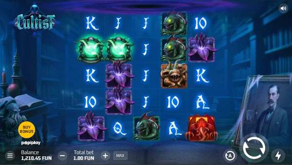 Cultist base game screenshot showing reels and features