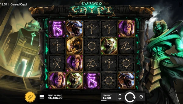 Cursed Crypt base game screenshot showing reels and features