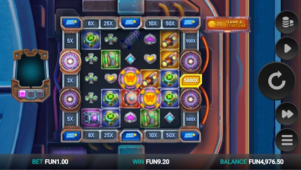 Cyber Vault base game screenshot showing reels and features