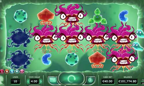 Cyrus the Virus base game screenshot showing reels and features