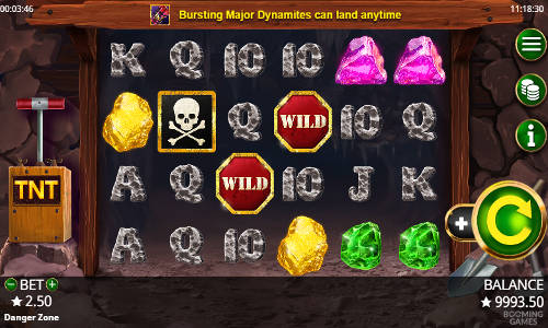 Danger Zone base game screenshot showing reels and features
