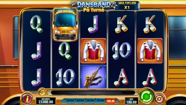 Dansband Pa Turne base game screenshot showing reels and features