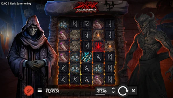 Dark Summoning base game screenshot showing reels and features