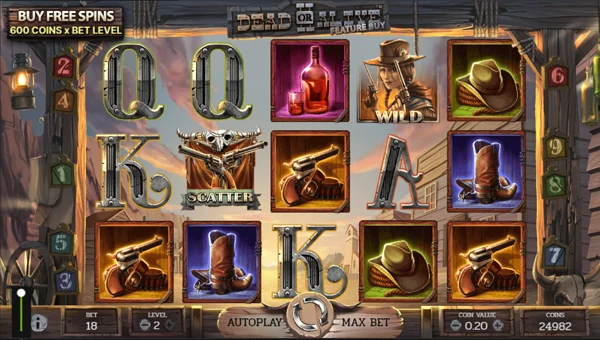 Dead or Alive 2 base game screenshot showing reels and features