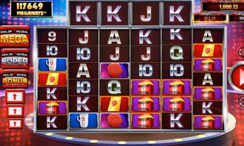 Deal or No Deal Megaways base game screenshot showing reels and features