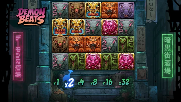 Demon Beats base game screenshot showing reels and features