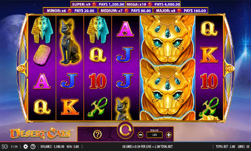 Desert Cats base game screenshot showing reels and features
