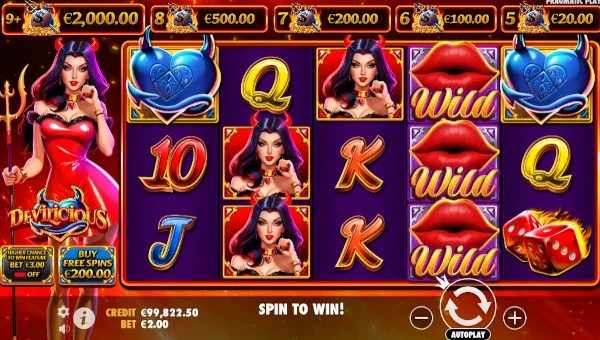 Devilicious base game screenshot showing reels and features