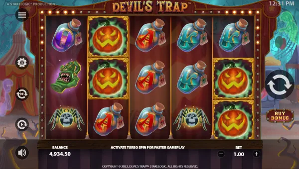 Devils Trap base game screenshot showing reels and features
