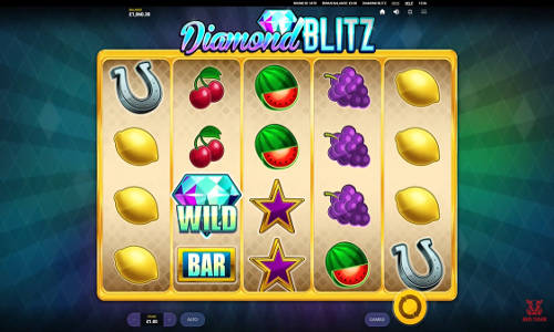 Diamond Blitz base game screenshot showing reels and features