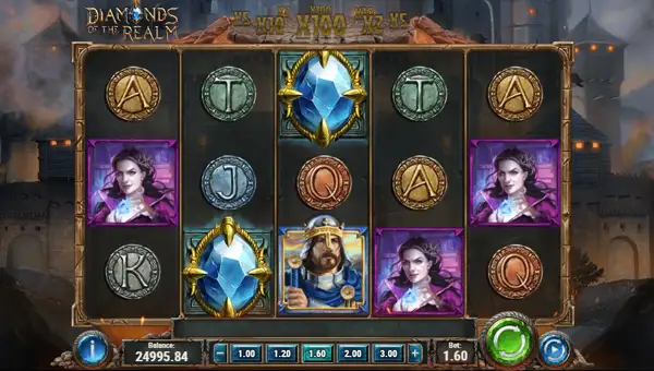 Diamonds of the Realm base game screenshot showing reels and features