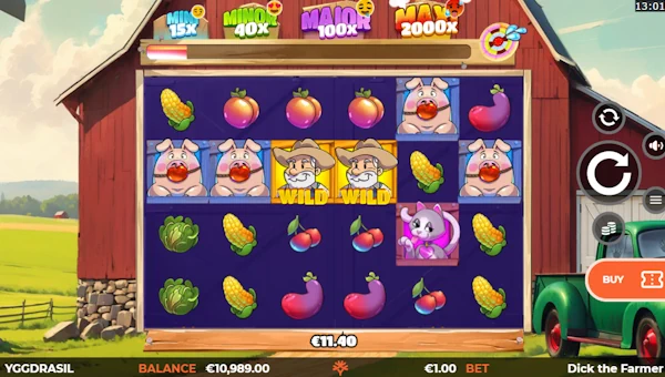 Dick the Farmer base game screenshot showing reels and features