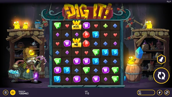 Dig It base game screenshot showing reels and features