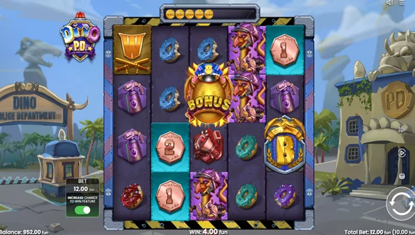 Dino PD base game screenshot showing reels and features