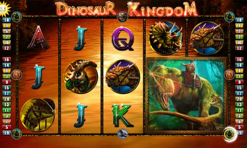 Dinosaur Kingdom base game screenshot showing reels and features