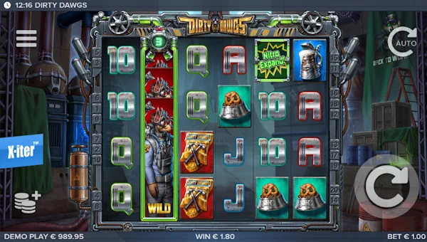 Dirty Dawgs of Nitropolis base game screenshot showing reels and features