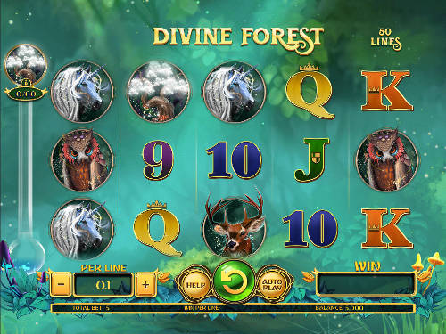 Divine Forest base game screenshot showing reels and features