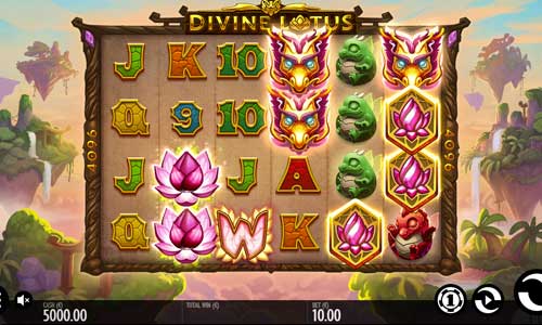 Divine Lotus base game screenshot showing reels and features
