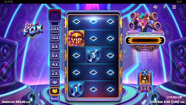 DJ Fox base game screenshot showing reels and features