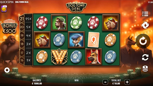 Dog Town Deal base game screenshot showing reels and features