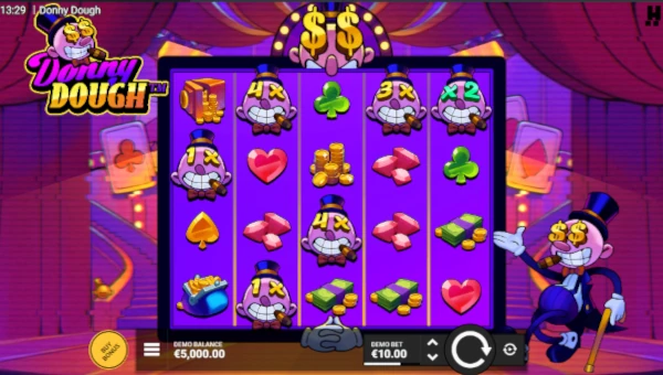 Donny Dough base game screenshot showing reels and features
